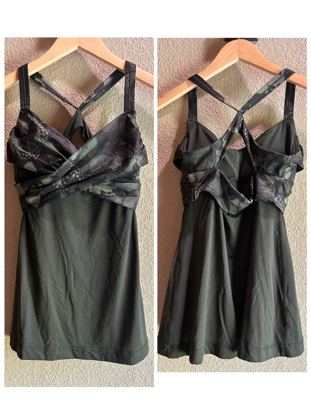 Lululemon Green Butterfly Wrap It Up Tank Top Criss Cross Back 6